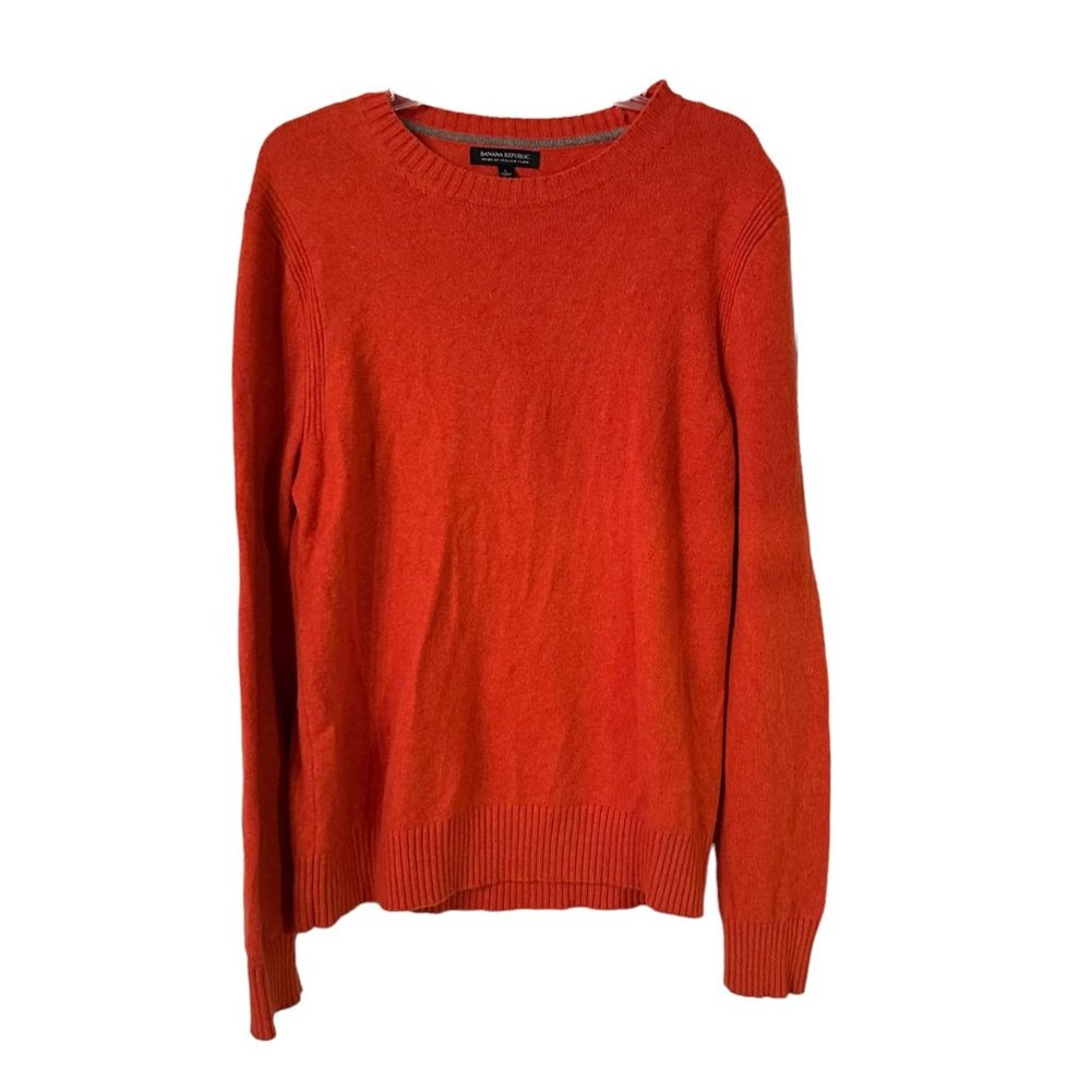 Banana Republic Merino Wool Sweater Mens Large Crew Neck Classic Preppy Orange